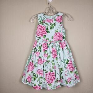 Gymboree Time for Tea Floral Dress Girls 10 Mint Pink Party Sundress Rufflles